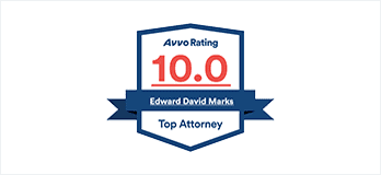 A badge that says avvo rating 1 0. 0 for edward david marks top attorney